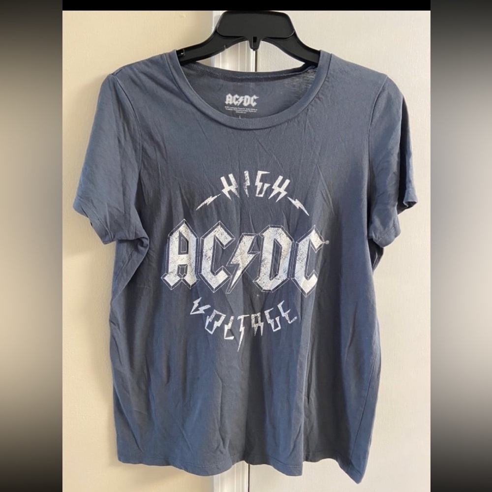 AC/DC Gray Logo T-Shirt cotton Large